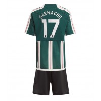 Camisa de time de futebol Manchester United Alejandro Garnacho #17 Replicas 2º Equipamento Infantil 2023-24 Manga Curta (+ Calças curtas)